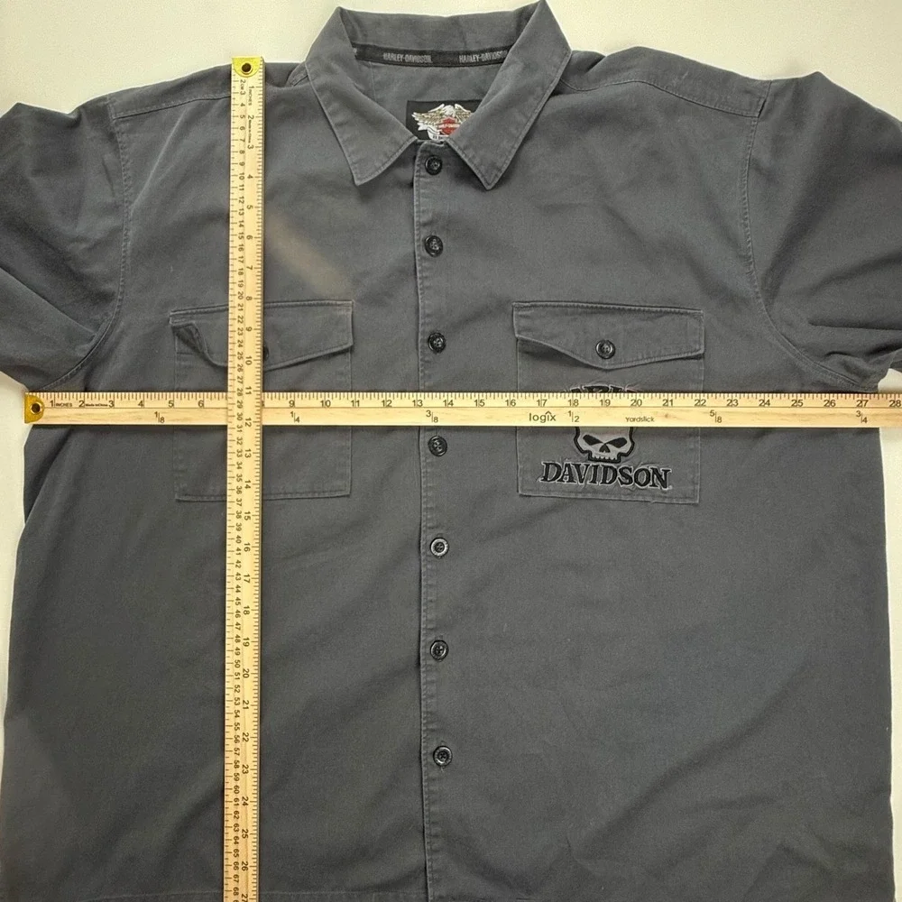 Harley Davidson Willie G Skull Work Shirt Mens 2XL Gray Short Sleeve 99031-08VM